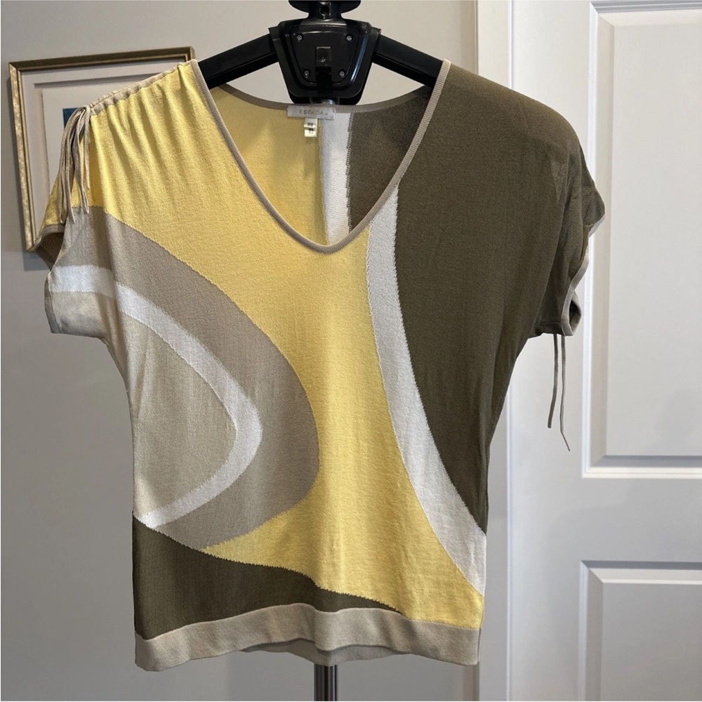Stylish Yellow and Brown Women's Top